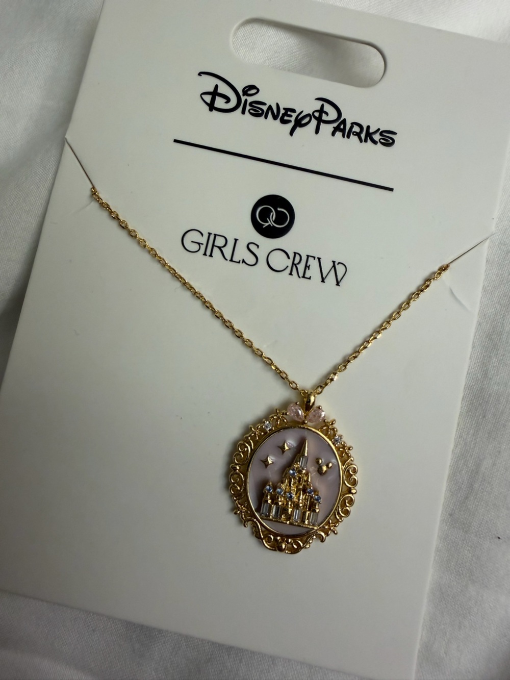 Disney parks girls crew Gold-Tone Pink Castle Pendant Necklace